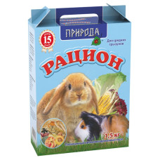 Корм для кроликов, морских свинок “Рацион” для средних грызунов 1.5 кг