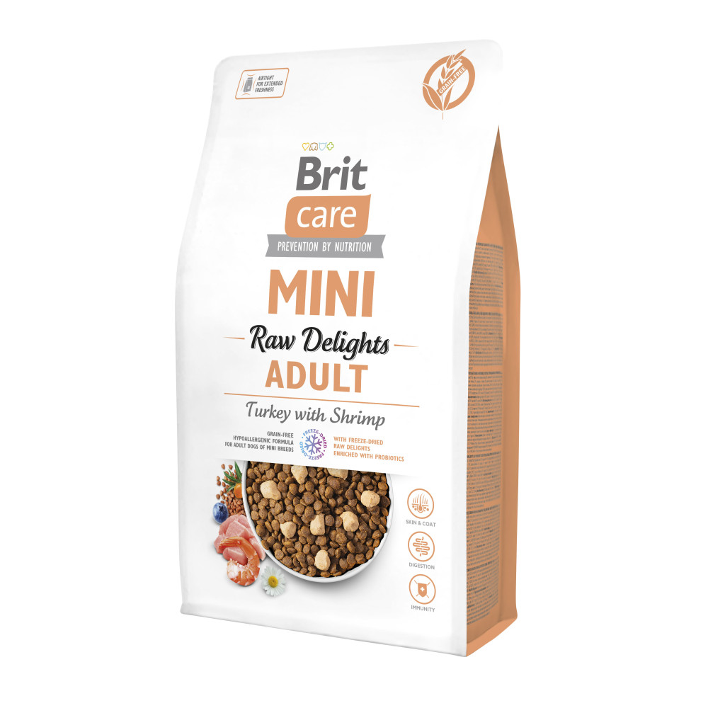 Корм сухий для собак малих порід  Brit Care Mini Raw Delights Turkey with Shrimp індичка з креветкою
