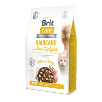 Корм сухой Brit Care Cat Raw Delights Haircare д/кошек уход за шерстью лосось и индейка