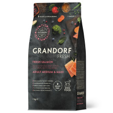 Grandorf FRESH SALMON & SWEET POTATO ADULT DOG MEDIUM & MAXI Сухой беззерновой корм для взрослых собак средних и крупных пород с лососем и бататом