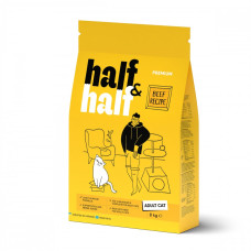 Сухой корм Half&Half для взрослых кошек, с говядиной