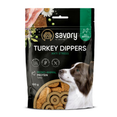 Монопротеїнові ласощі для собак Savory Monoprotein Dippers Anti Stress rich in Turkey антистрес, з індичкою 100 г Монопротеїнові ласощі для собак Savory Monoprotein Dippers Anti Stress rich in Turkey антистрес, з індичкою 100 г