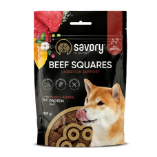 Монопротеїнові ласощі для собак Savory Monoprotein Squares Digestion Support rich in Beef для підтримки травлення, з яловичиною 100 г Монопротеїнові ласощі для собак Savory Monoprotein Squares Digestion Support rich in Beef для підтримки травлення, з яловичиною 100 г