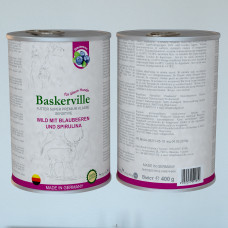 Консерва для собак Baskerville HF Sensitive Wild Mit Blaubeeren und Spirulina. Оленина с черникой и спирулиной