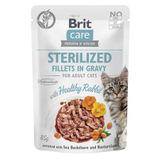 Корм влажный для стерилизованных кошек Brit Care Cat Sterilized филе в соусе с кроликом, пауч, 85 г
