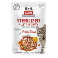 Корм влажный для стерилизованных кошек Brit Care Cat Sterilized филе в соусе с уткой, пауч, 85 г