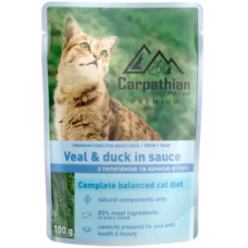 Carpathian Pet Food влажный корм для кошек с телятиной и уткой в соусе 100 г