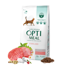 Optimeal (Оптимил) для стерилизованных кошек с высоким содержанием говядины и сорго