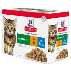 Hill's Science Plan Kitten Влажный корм для котят и кошек в период беременности и лактации, с курицей и с океанической рыбой, пауч, 85г (6+6 шт)