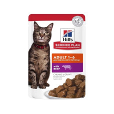 Hill's Science Plan Adult Влажный корм для кошек, с говядиной, пауч, 85г