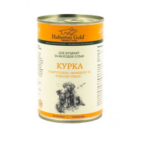 Консервы для щенков Hubertus Gold курица с картофелем и морковью 400г