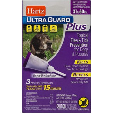 Hartz UltraGuard PLUS Plus 4 в 1 капли от блох и клещей для собак средних пород от 14 до 28 кг (3шт)