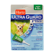Капли для маленьких собак от блох и клещей от 2 до 7 кг Hartz Ultra Guard Plus 4 в 1 (3шт)
