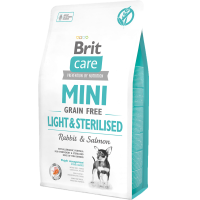 Brit Care Mini Light & Sterilised Беззерновой корм с кроликом и лососем для стерилизованных собак малых пород