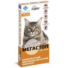 Капли от блох и клещей для кошек от 4 до 8 кг МегаСтоп, ProVet