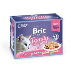 Набор влажных кормов для кошек Brit Premium Cat FAMILY PLATE 4 вкуса в желе (12 шт. х 85 г)