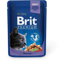 Паучі  Брит (Brit) Premium для кішок шматочки тріски в соусі 0.1 кг
