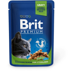 Паучи Брит (Brit) Premium для кошек стерилизованных кусочки курицы в соусе 0.1 кг