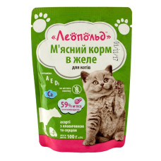Леопольд пауч 100 г для котов Ассорти с говядиной и сердцем в желе