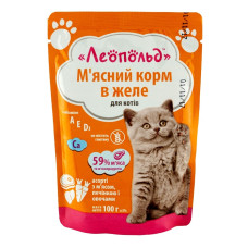 Леопольд пауч 100 г для котов Ассорти с мясом, печенью и овощами
