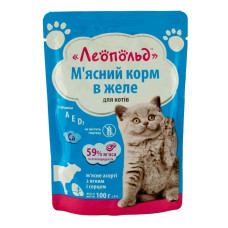 Леопольд пауч 100 г для котов Ассорти с ягнёнком и сердцем в желе