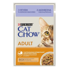 Влажный корм CatChow Adult пауч ягненок и зеленая фасоль в желе 85г для взрослых кошек