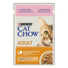 Влажный корм CatChow Adult пауч лосось и зеленый горошек в желе 85г для взрослых кошек 