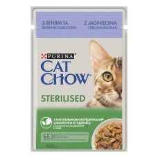 Влажный корм CatChow Sterilised пауч ягненка зеленая фасоль в желе 85г для стерилизованных кошек