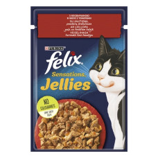 Влажный корм Felix Sensation пауч говядина томат в желе 85г для кошек