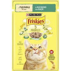 Влажный корм для кошек Purina Friskies кусочки в подливе с уткой 85 г