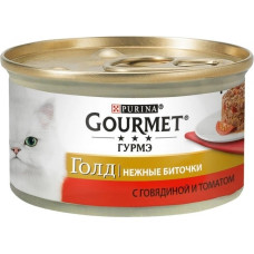 Влажный корм для котов Purina Gourmet Gold с говядиной и томатом нежные биточки 85г