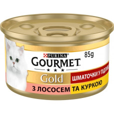 Влажный корм Purina Gourmet Gold для котов, Кусочки в подливе, Лосось и Курица 85 г