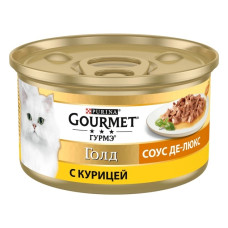 Влажный корм Gourmet Gold консервная соус де-люкс курица 85г для кошек