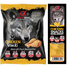 ALPHA SPIRIT DOG Snacks Chicken полувлажные лакомства из курицы кубики