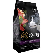 Сухой корм Savory для собак средних пород  со свежим мясом индейки и ягненка
